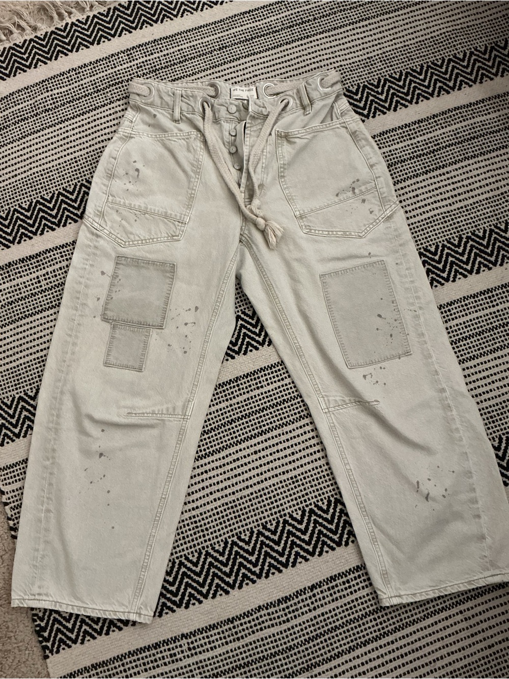 We The Free Moxie Low Slung Pull On Drawstring Barrel Jeans - Picture 2 of 7